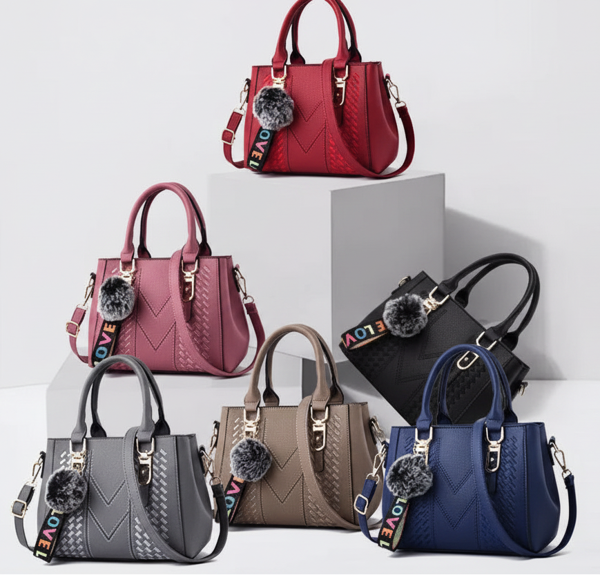 Embroidery Messenger Bags Women Leather Handbags Bags for Women Sac a Main Ladies hair ball Hand Bag by Gifts Foundry