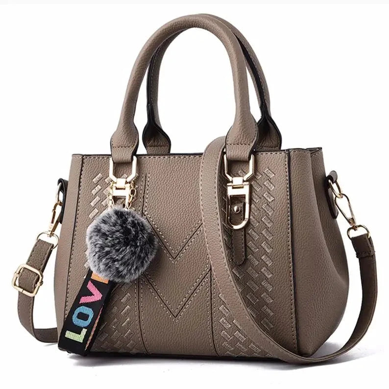 Embroidery Messenger Bags Women Leather Handbags Bags for Women Sac a Main Ladies hair ball Hand Bag by Gifts Foundry