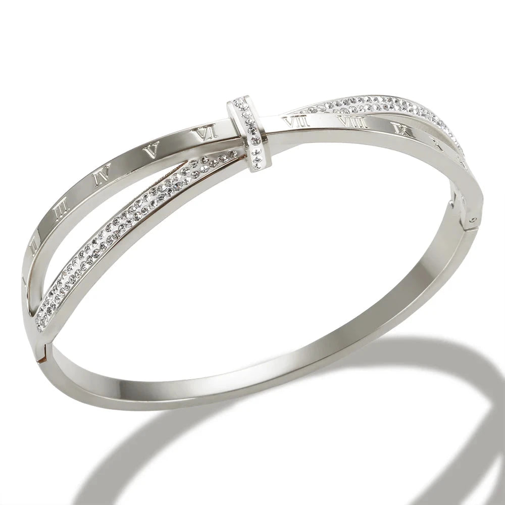 Crystal Cross Bangle Bracelet by Gifts Foundry