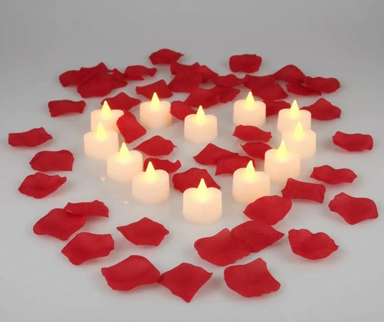 Romantic Love Decor LED Candle Lights & Rose Petals Set by Gifts Foundry