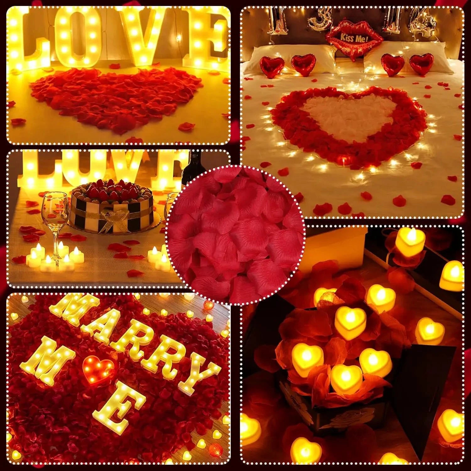 Romantic Love Decor LED Candle Lights & Rose Petals Set by Gifts Foundry