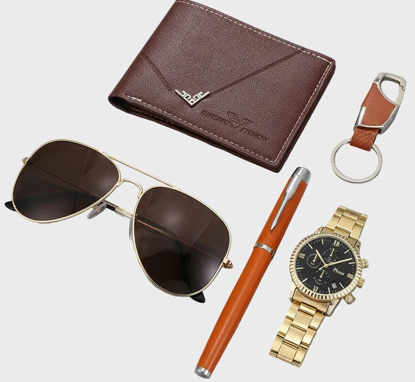 Men’s golden watch Gift Set by Gifts Foundry