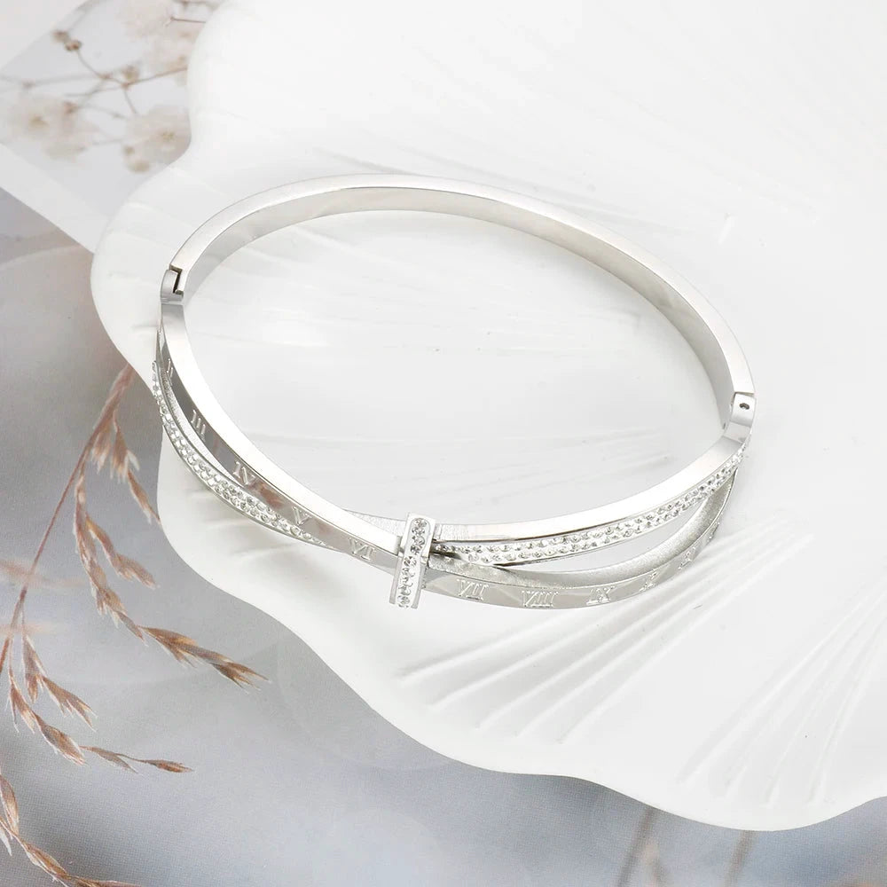 Crystal Cross Bangle Bracelet by Gifts Foundry