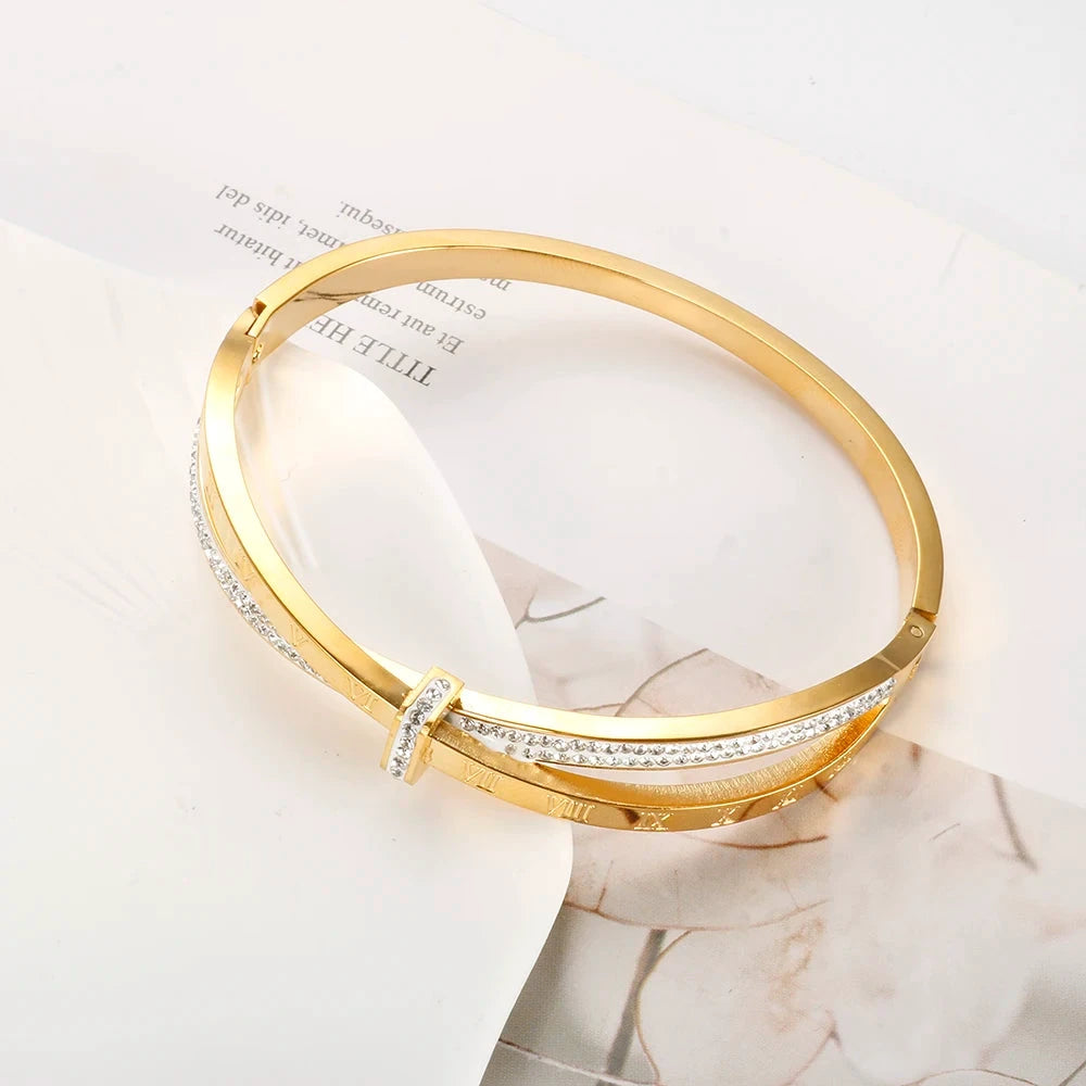 Crystal Cross Bangle Bracelet by Gifts Foundry