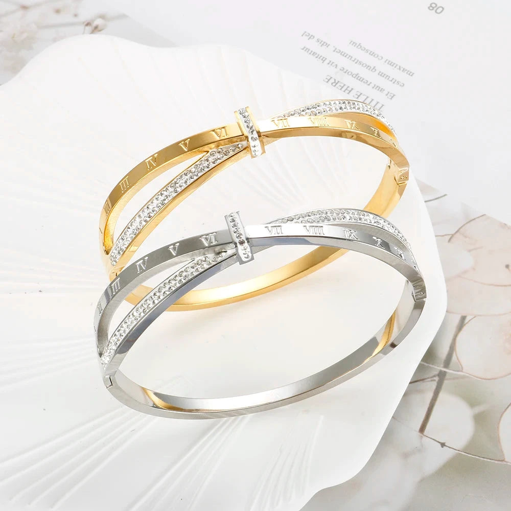Crystal Cross Bangle Bracelet by Gifts Foundry