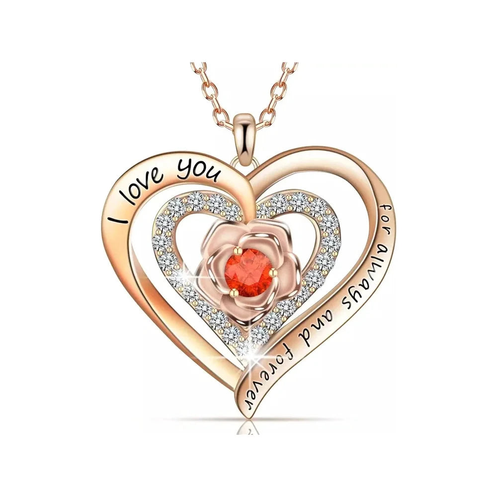 Luxury Heart Pendant Necklace with Red Zircon by Gifts Foundry
